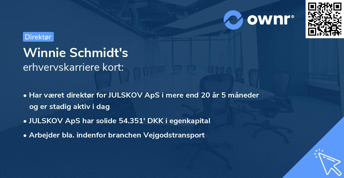 Winnie Schmidt's erhvervskarriere kort