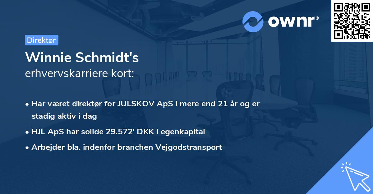 Winnie Schmidt's erhvervskarriere kort