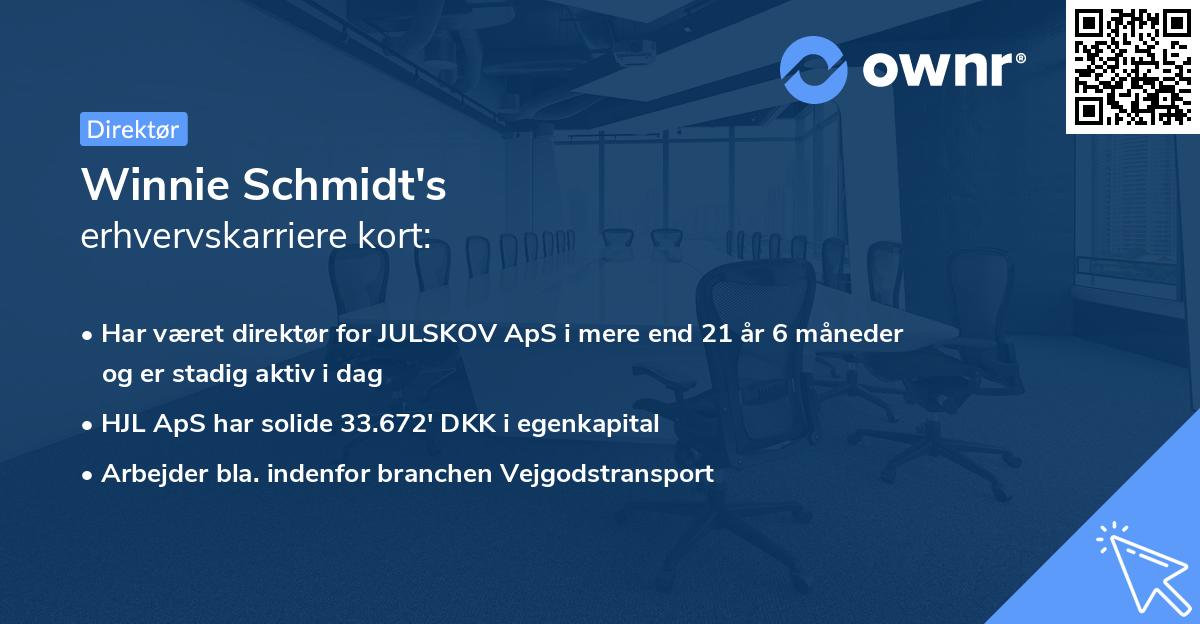 Winnie Schmidt's erhvervskarriere kort