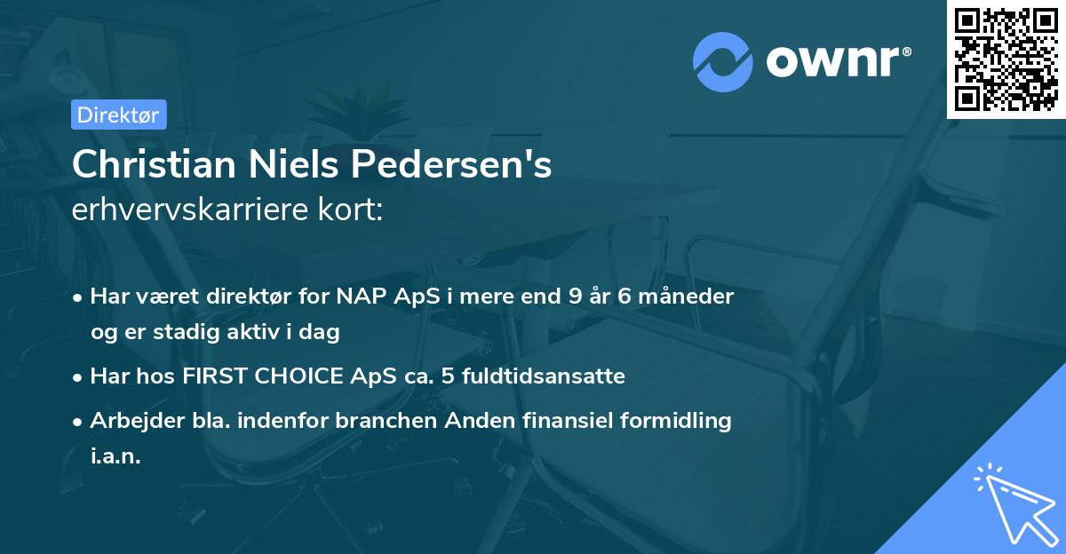 Christian Niels Pedersen's erhvervskarriere kort