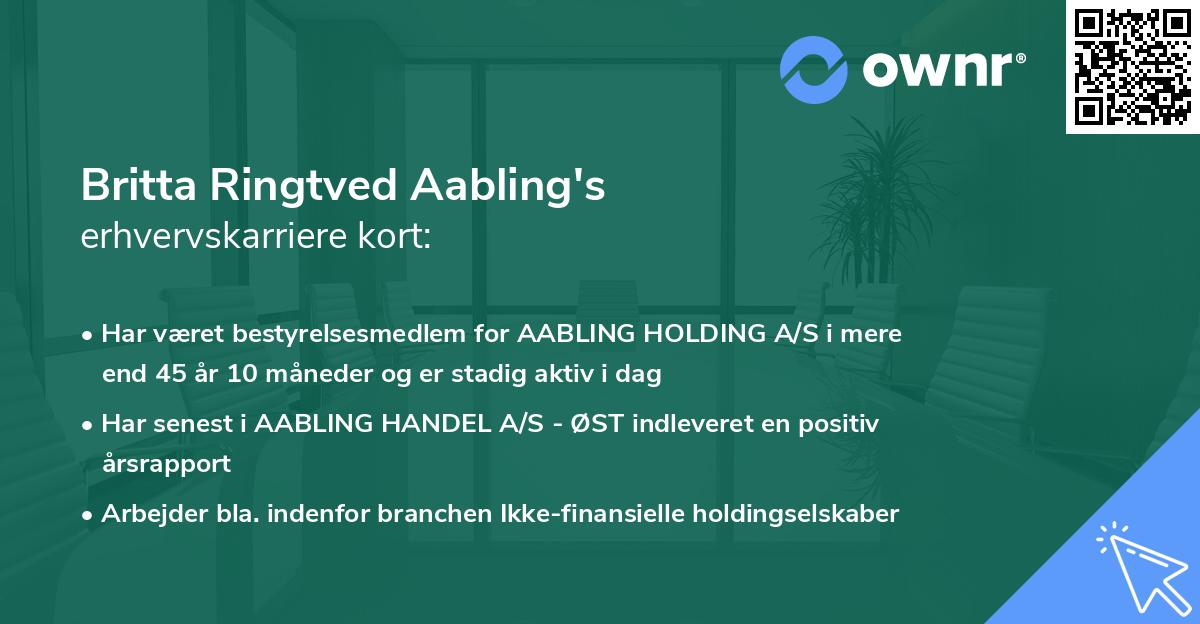 Britta Ringtved Aabling's erhvervskarriere kort