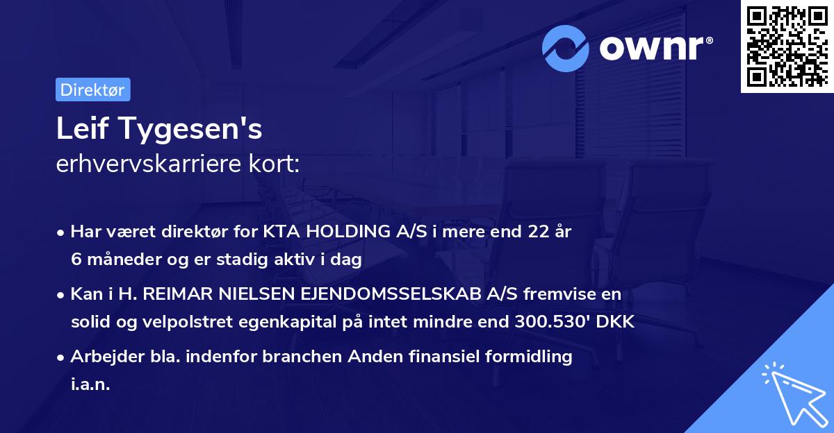 Leif Tygesen's erhvervskarriere kort