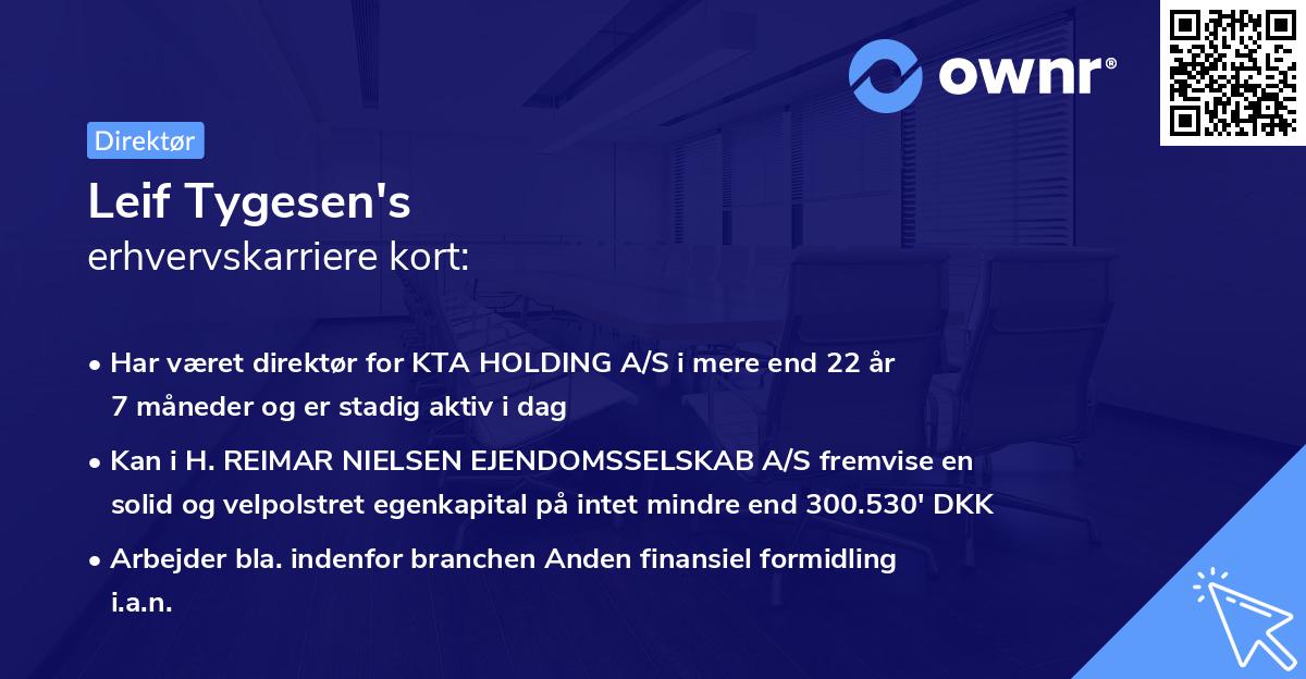 Leif Tygesen's erhvervskarriere kort