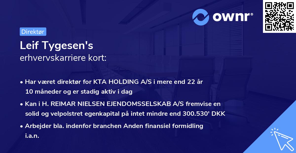 Leif Tygesen's erhvervskarriere kort