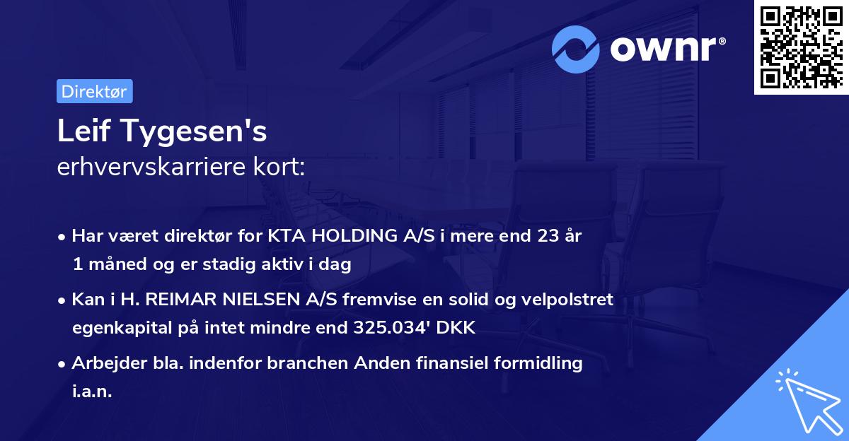 Leif Tygesen's erhvervskarriere kort