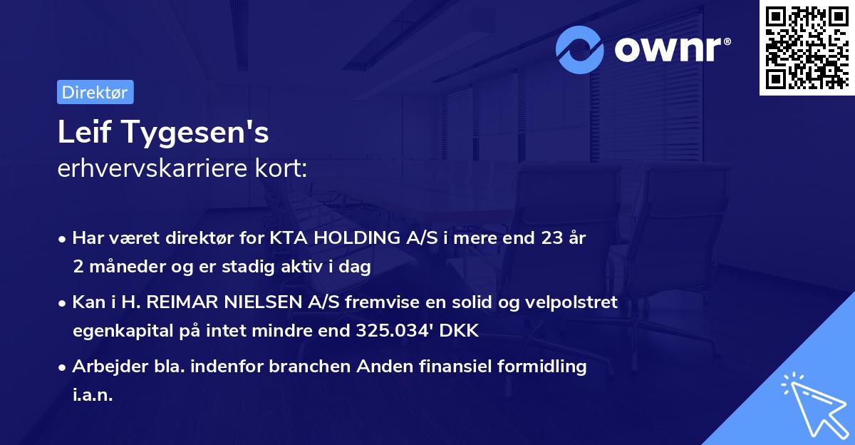 Leif Tygesen's erhvervskarriere kort