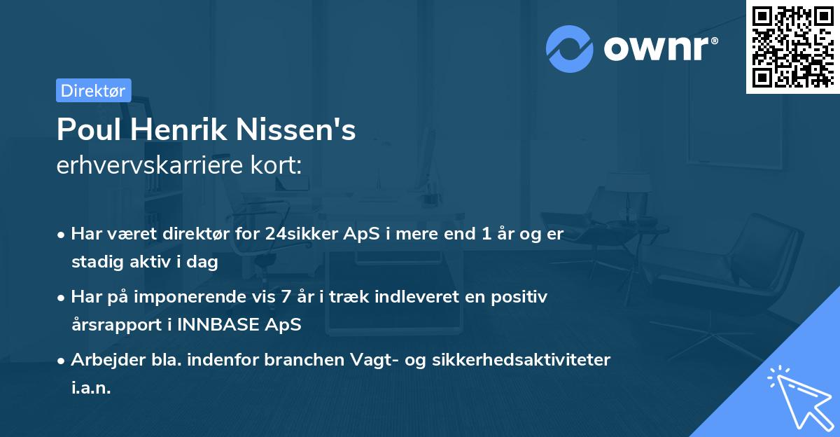 Poul Henrik Nissen's erhvervskarriere kort