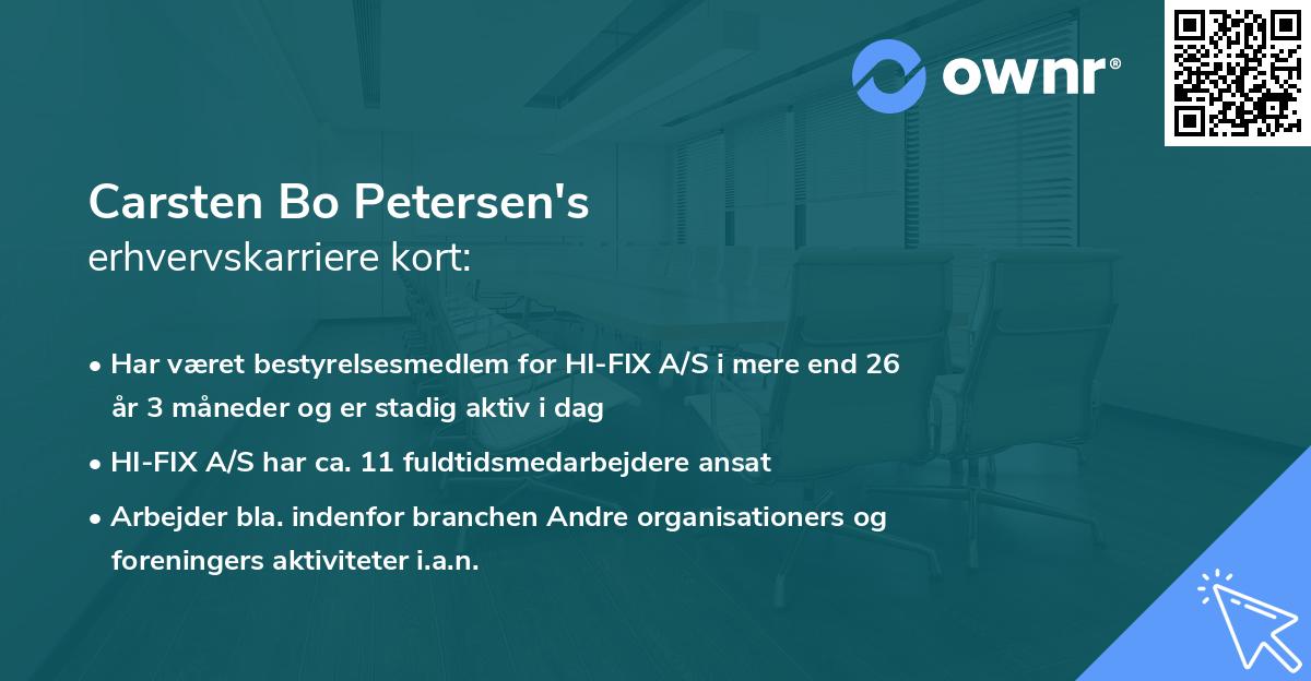 Carsten Bo Petersen's erhvervskarriere kort