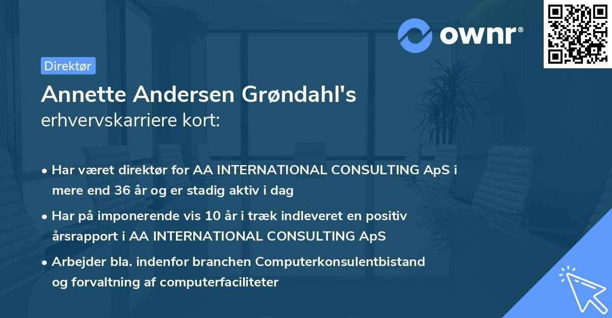 Annette Andersen Grøndahl's erhvervskarriere kort