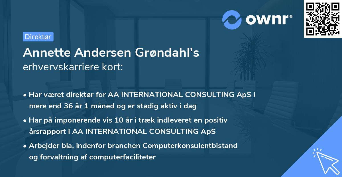 Annette Andersen Grøndahl's erhvervskarriere kort