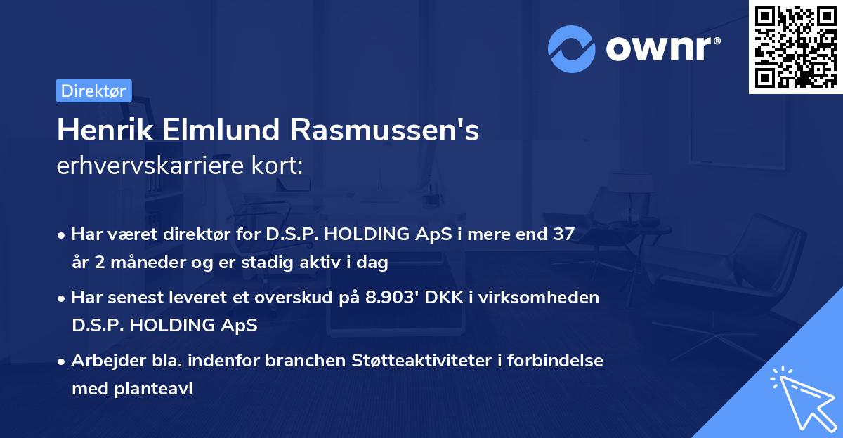 Henrik Elmlund Rasmussen's erhvervskarriere kort