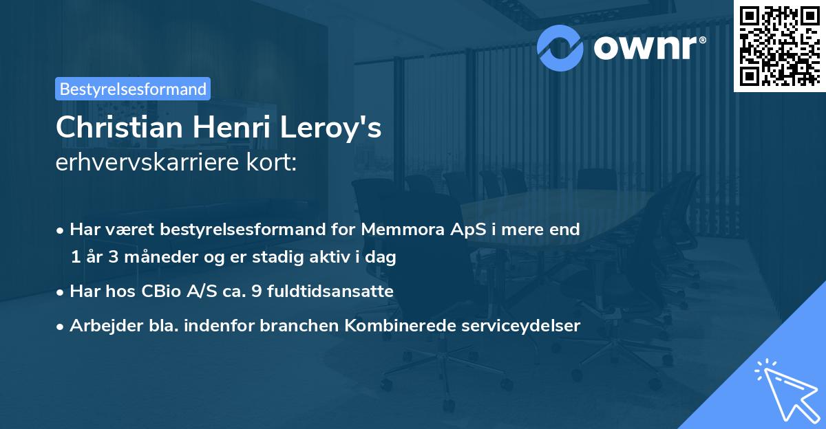 Christian Henri Leroy's erhvervskarriere kort