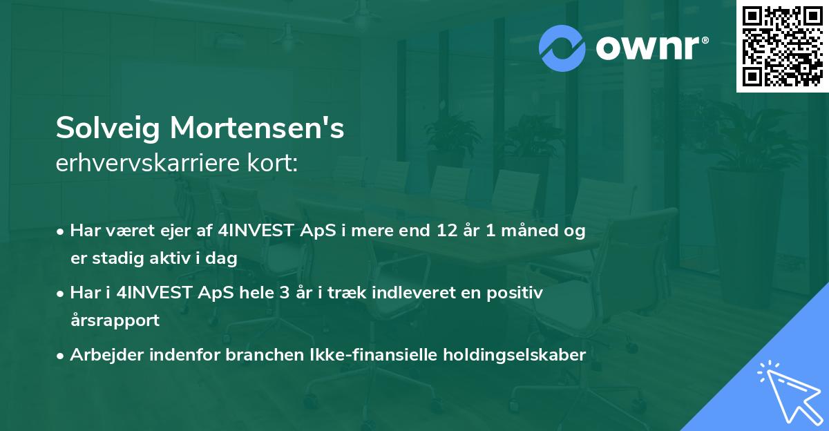 Solveig Mortensen's erhvervskarriere kort