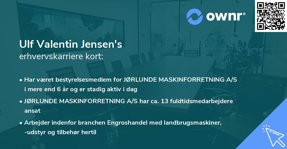Ulf Valentin Jensen's erhvervskarriere kort