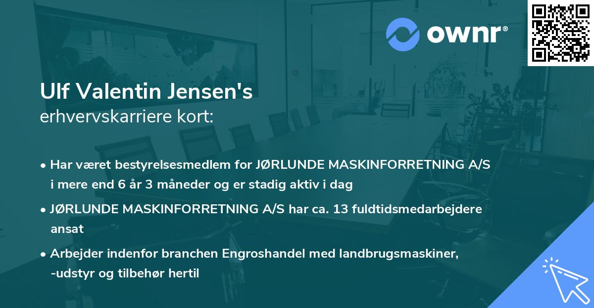 Ulf Valentin Jensen's erhvervskarriere kort