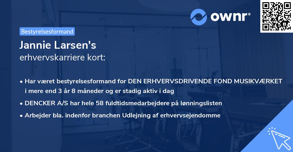 Jannie Larsen's erhvervskarriere kort