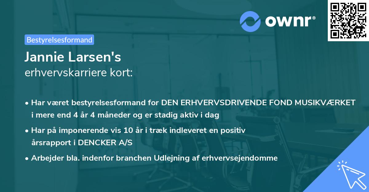 Jannie Larsen's erhvervskarriere kort