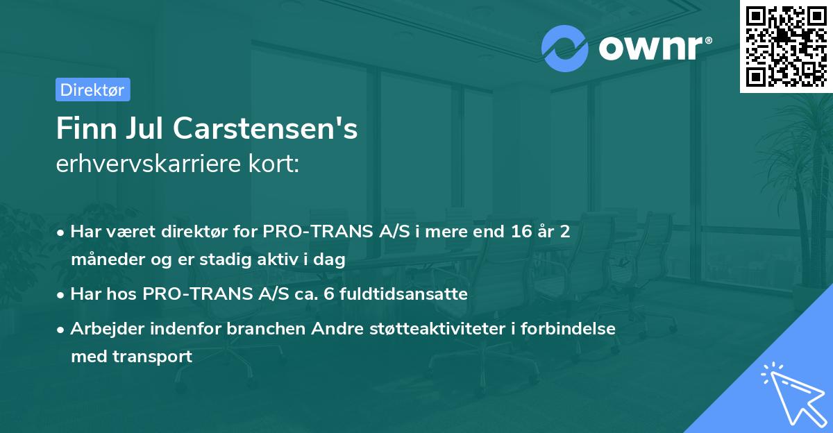 Finn Jul Carstensen's erhvervskarriere kort