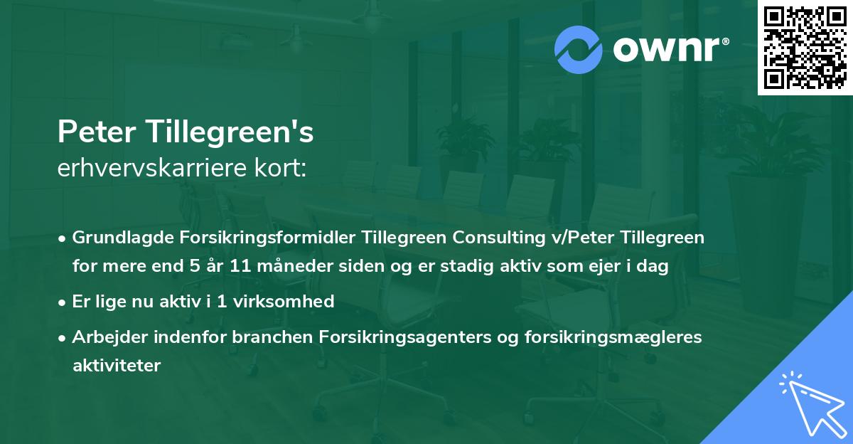 Peter Tillegreen's erhvervskarriere kort