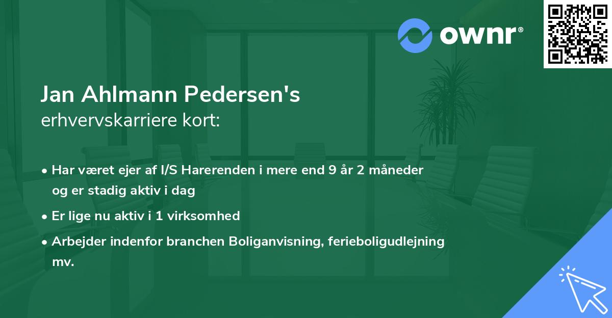 Jan Ahlmann Pedersen's erhvervskarriere kort
