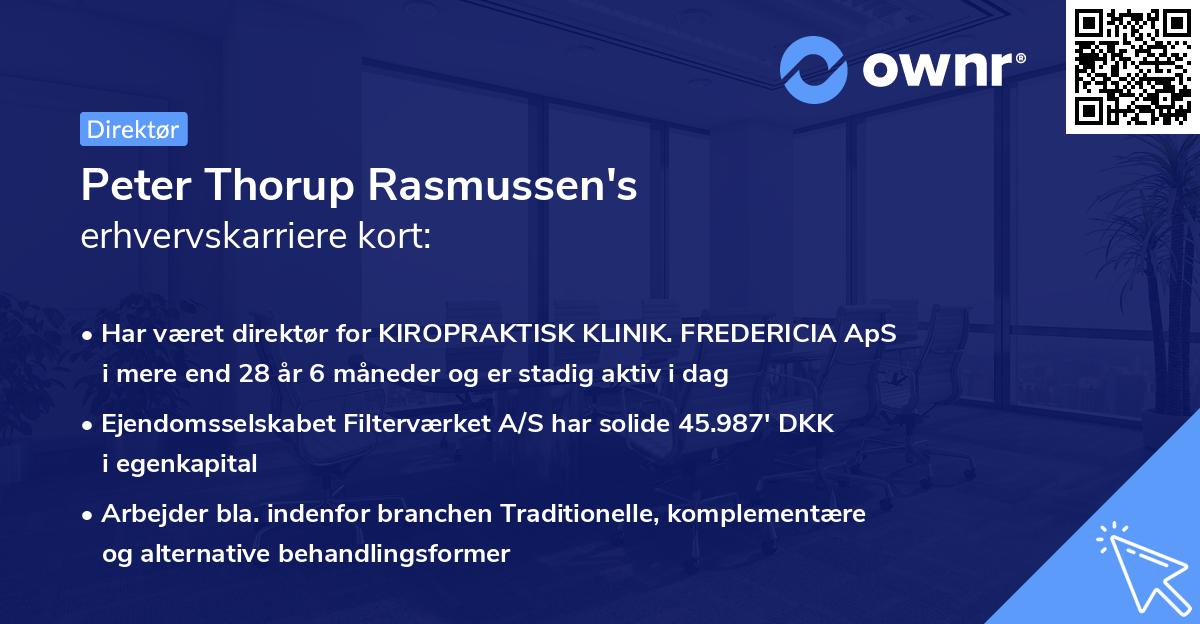 Peter Thorup Rasmussen's erhvervskarriere kort