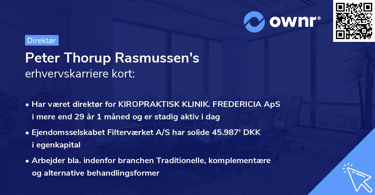 Peter Thorup Rasmussen's erhvervskarriere kort