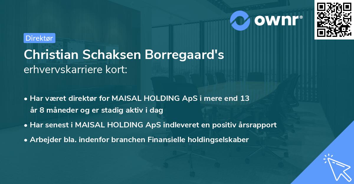 Christian Schaksen Borregaard's erhvervskarriere kort