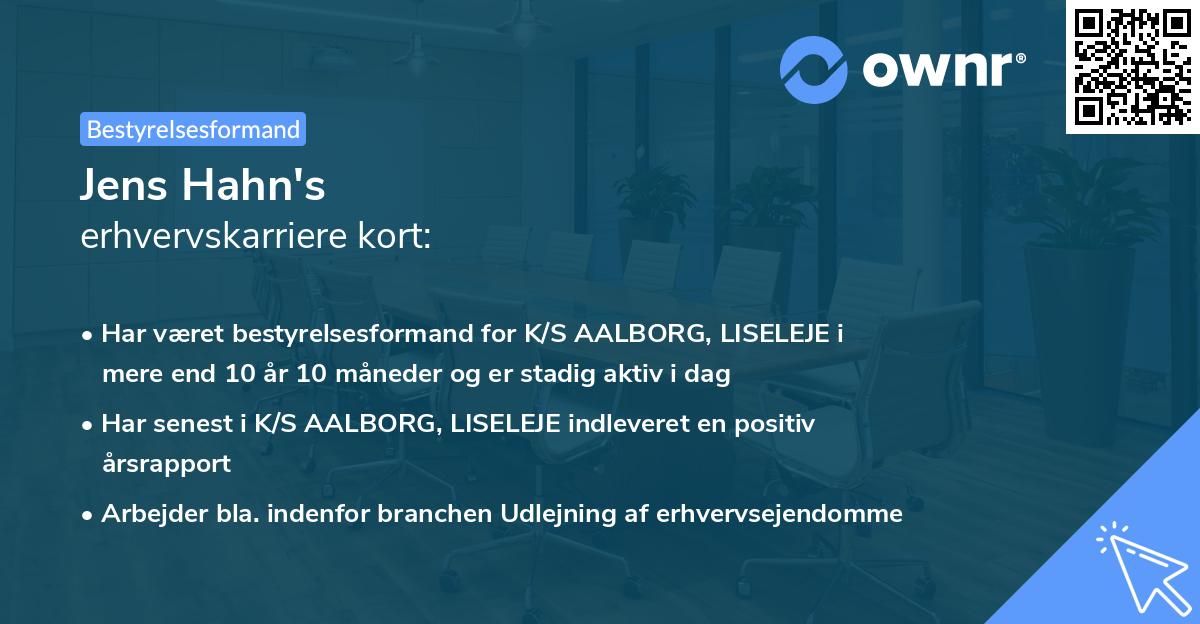 Jens Hahn's erhvervskarriere kort