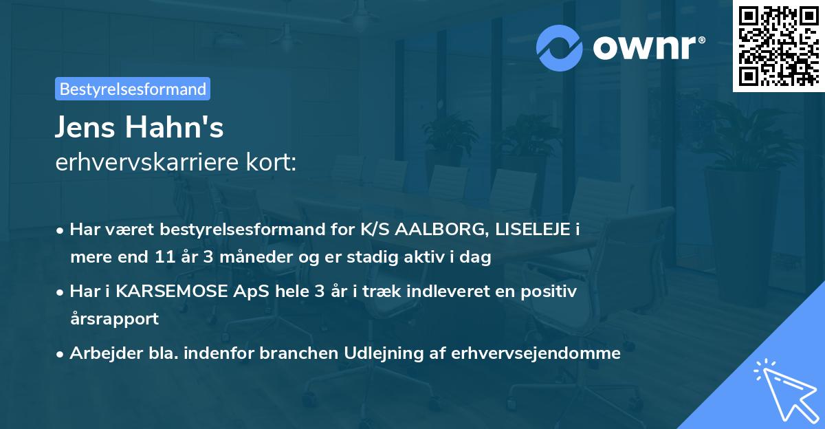 Jens Hahn's erhvervskarriere kort