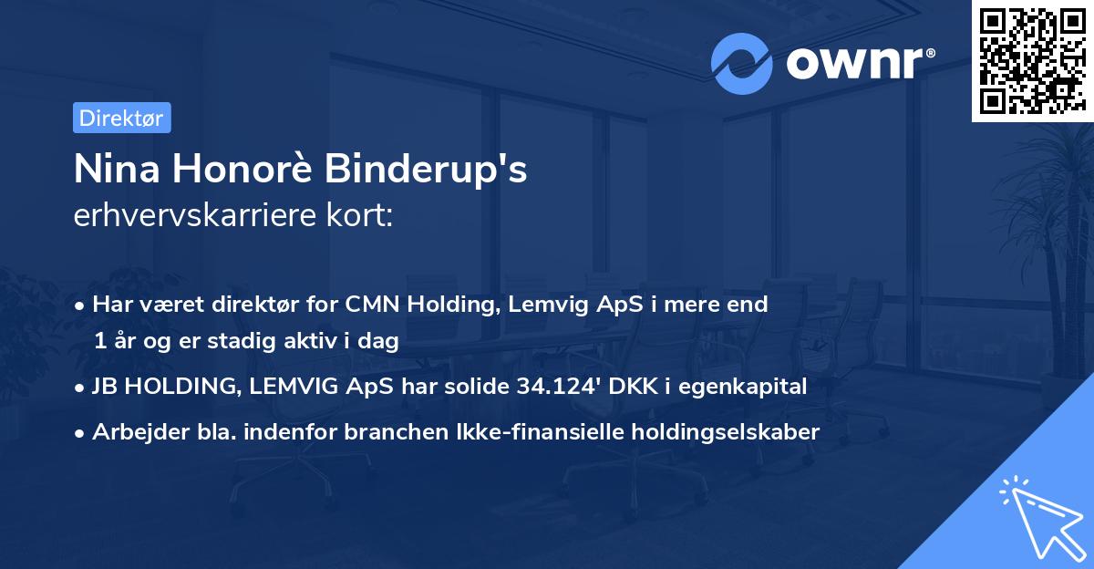 Nina Honorè Binderup's erhvervskarriere kort