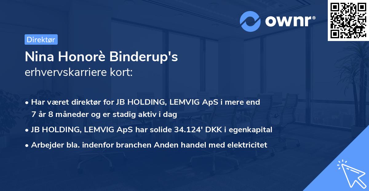 Nina Honorè Binderup's erhvervskarriere kort