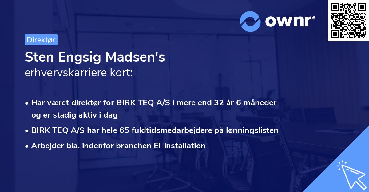 Sten Engsig Madsen's erhvervskarriere kort