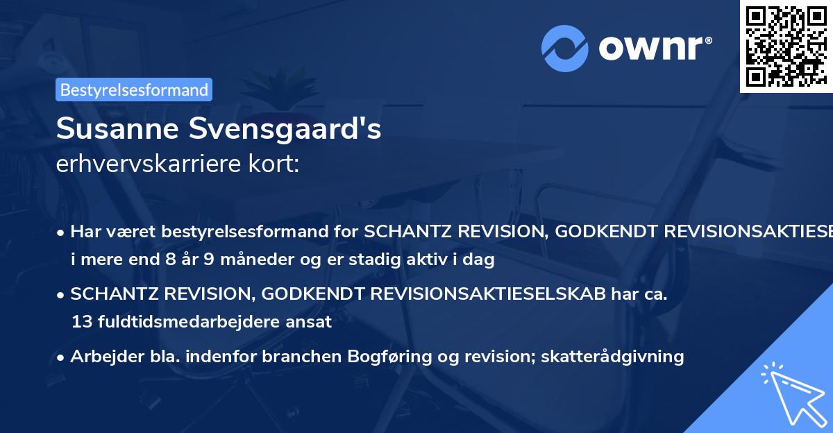 Susanne Svensgaard's erhvervskarriere kort