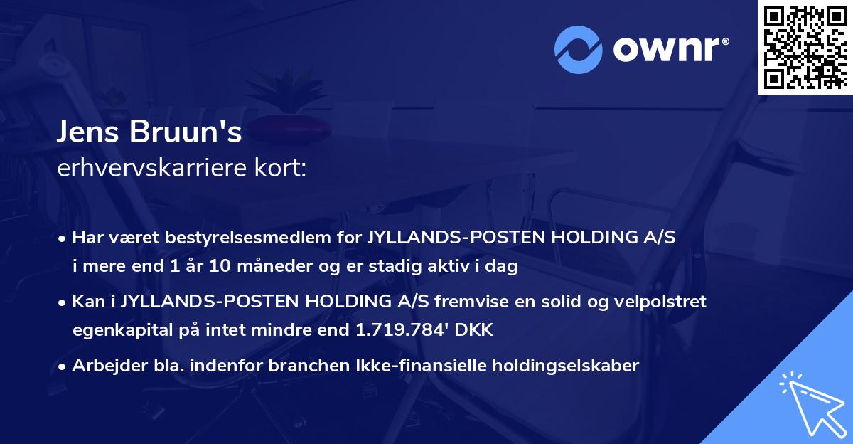 Jens Bruun's erhvervskarriere kort