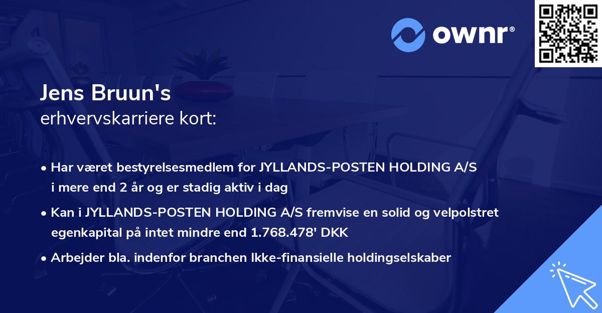 Jens Bruun's erhvervskarriere kort
