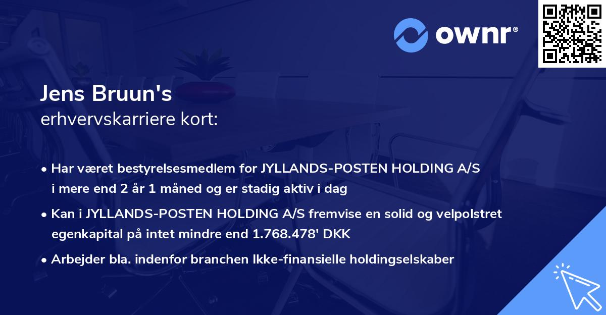 Jens Bruun's erhvervskarriere kort