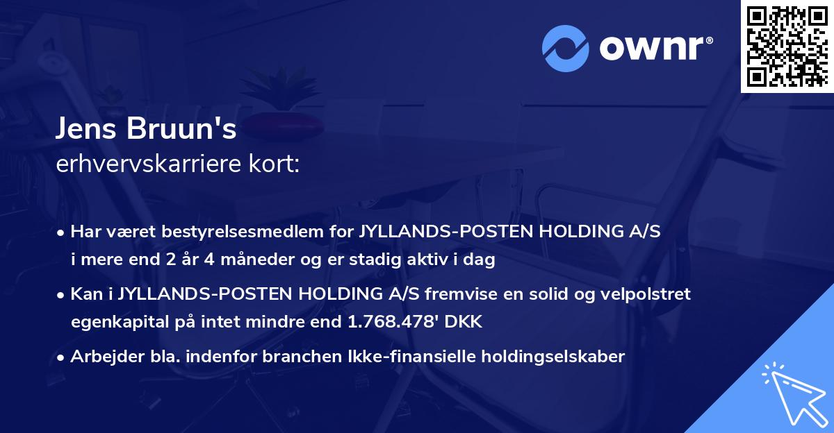 Jens Bruun's erhvervskarriere kort