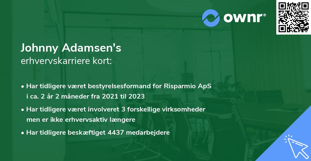Johnny Adamsen's erhvervskarriere kort