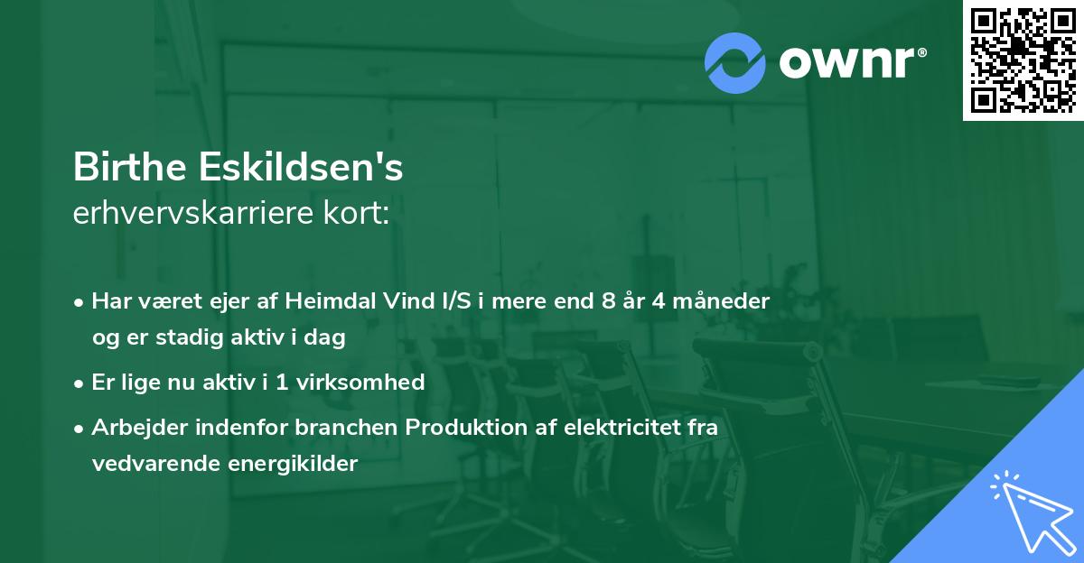 Birthe Eskildsen's erhvervskarriere kort