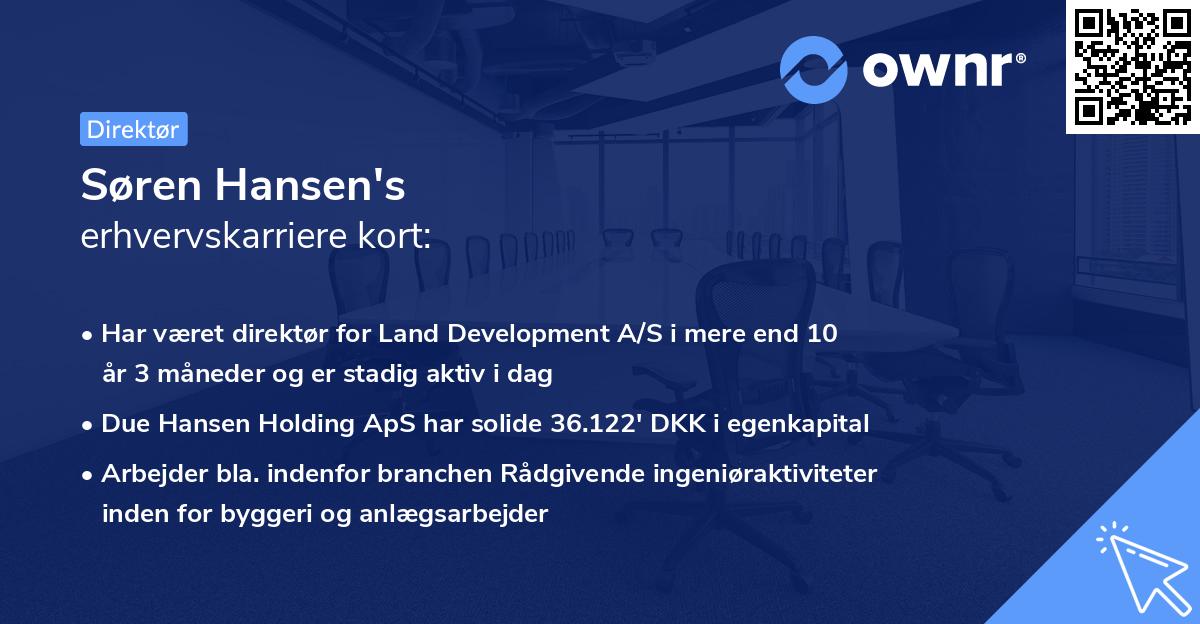 Søren Hansen's erhvervskarriere kort