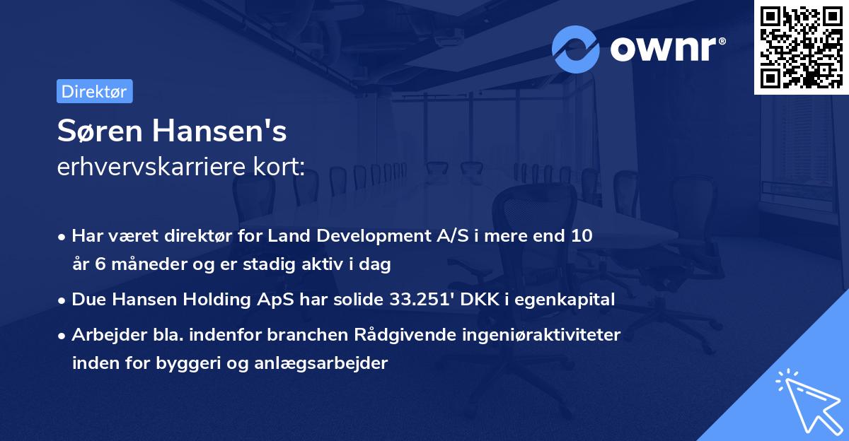 Søren Hansen's erhvervskarriere kort