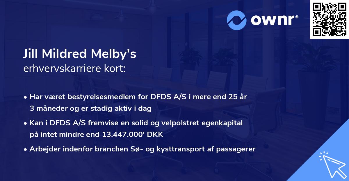 Jill Mildred Melby's erhvervskarriere kort