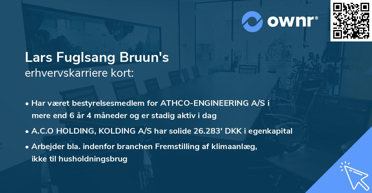 Lars Fuglsang Bruun's erhvervskarriere kort