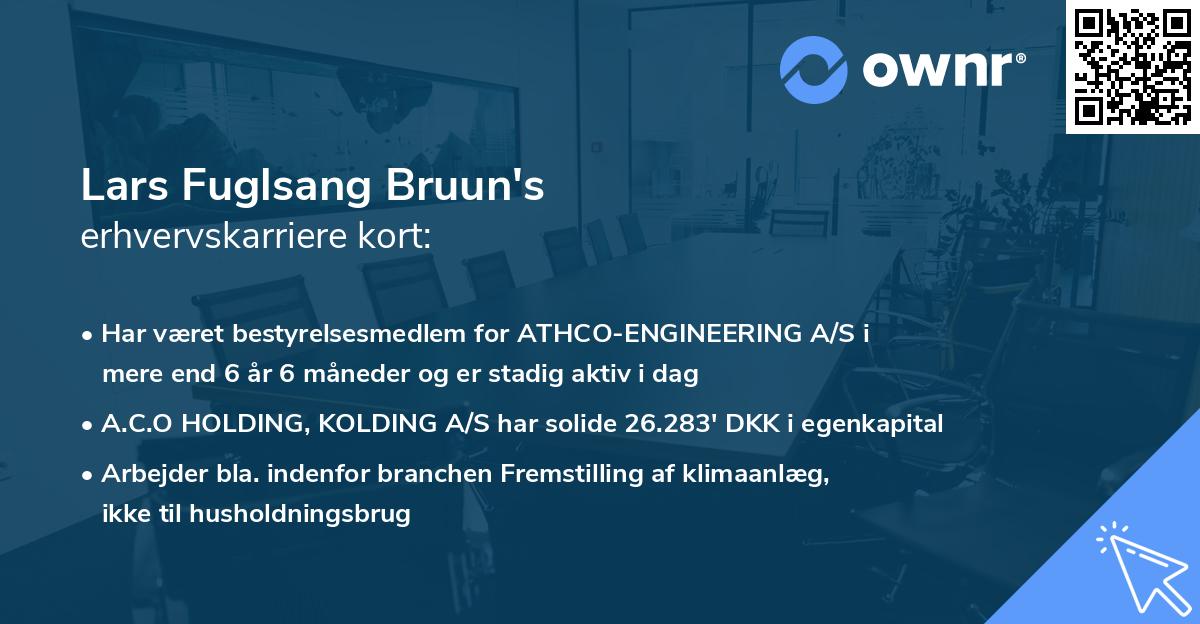 Lars Fuglsang Bruun's erhvervskarriere kort