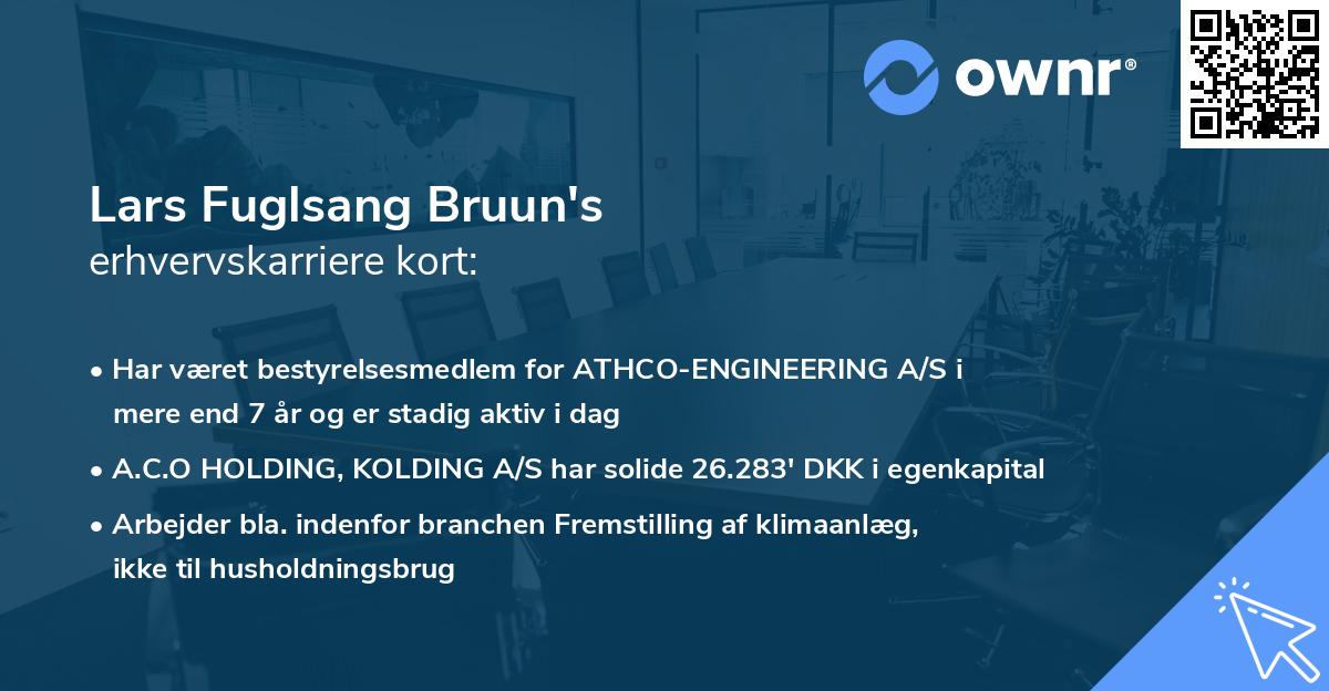 Lars Fuglsang Bruun's erhvervskarriere kort
