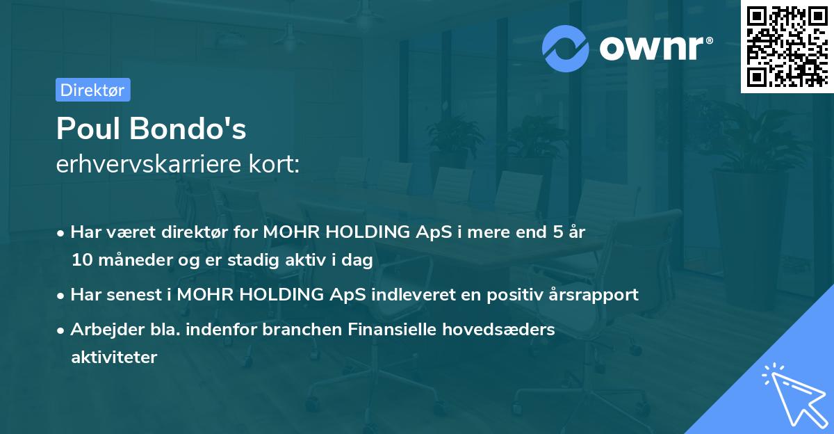 Poul Bondo's erhvervskarriere kort