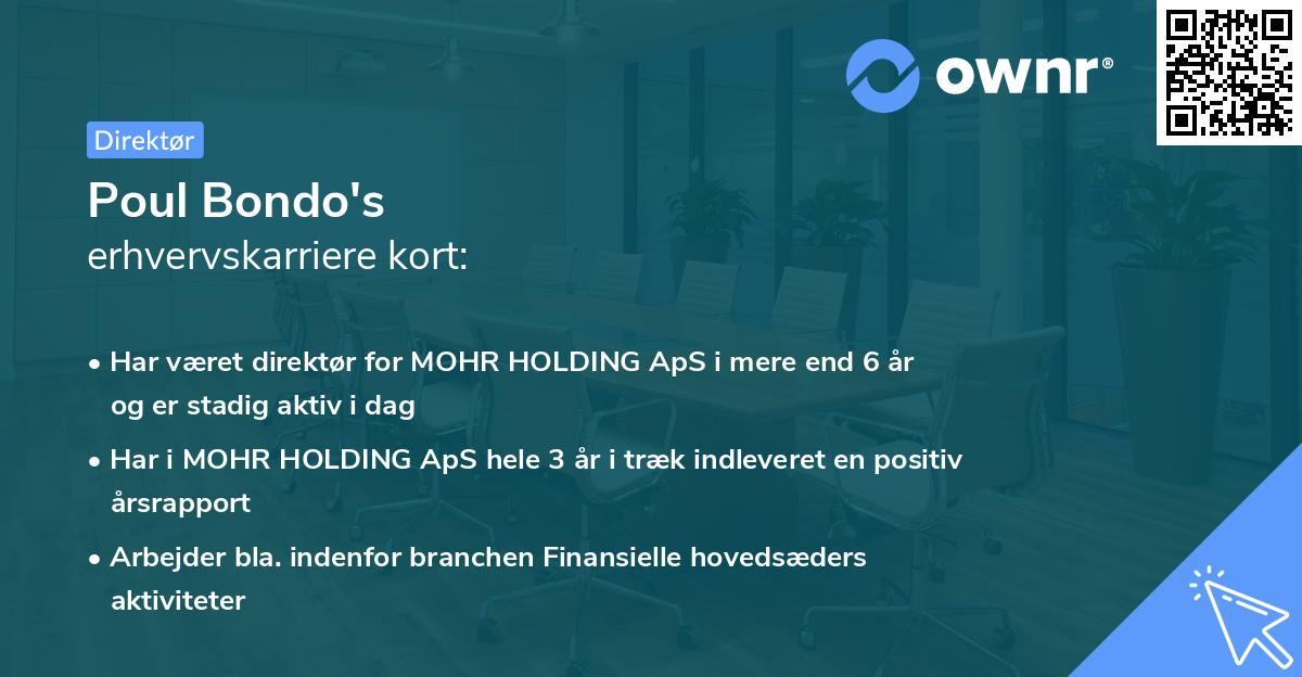 Poul Bondo's erhvervskarriere kort