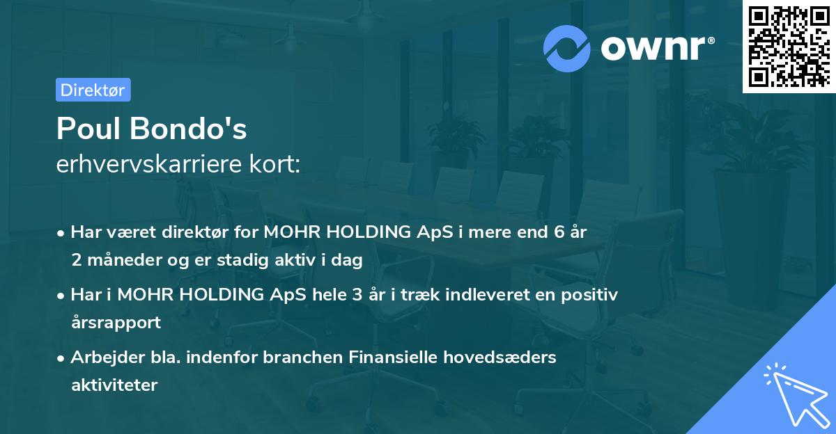 Poul Bondo's erhvervskarriere kort