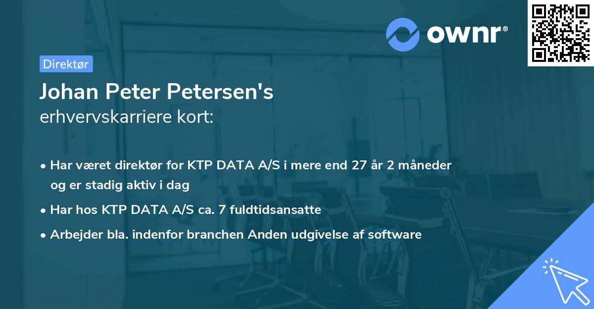 Johan Peter Petersen's erhvervskarriere kort