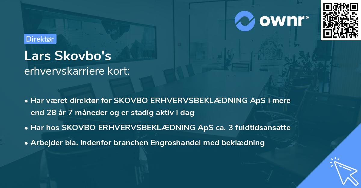 Lars Skovbo's erhvervskarriere kort
